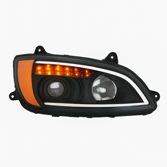 Passenger Side, Halogen w/Light Bar and Amber Refl, Black