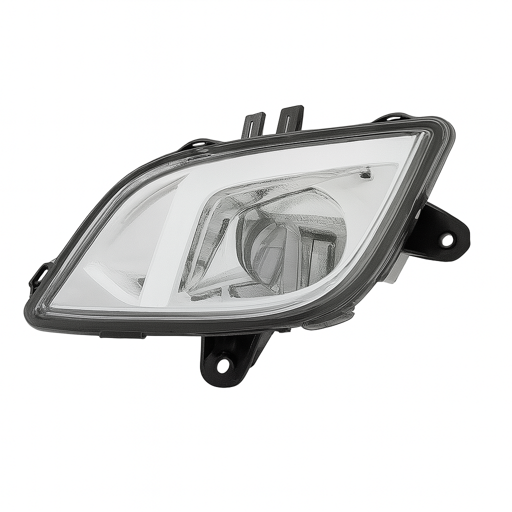Driver Side LED Fog Light, Chrome Housing, White LED DRL