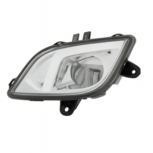 Driver Side LED Fog Light, Chrome Housing, White LED DRL