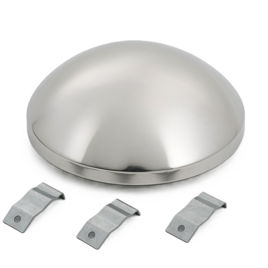 TrailerHubCap- with 3 clips, 9.25" ID, 2.63" Height, Stainless, Baby Moon