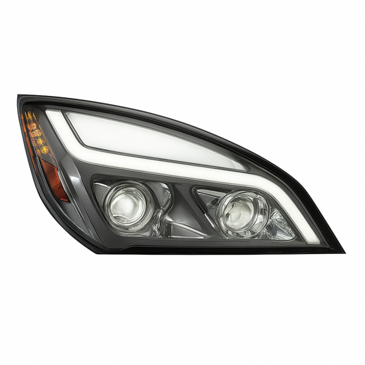 Passenger Side, Chrome Housing, Full LED, White LED DRL & DRL Bar