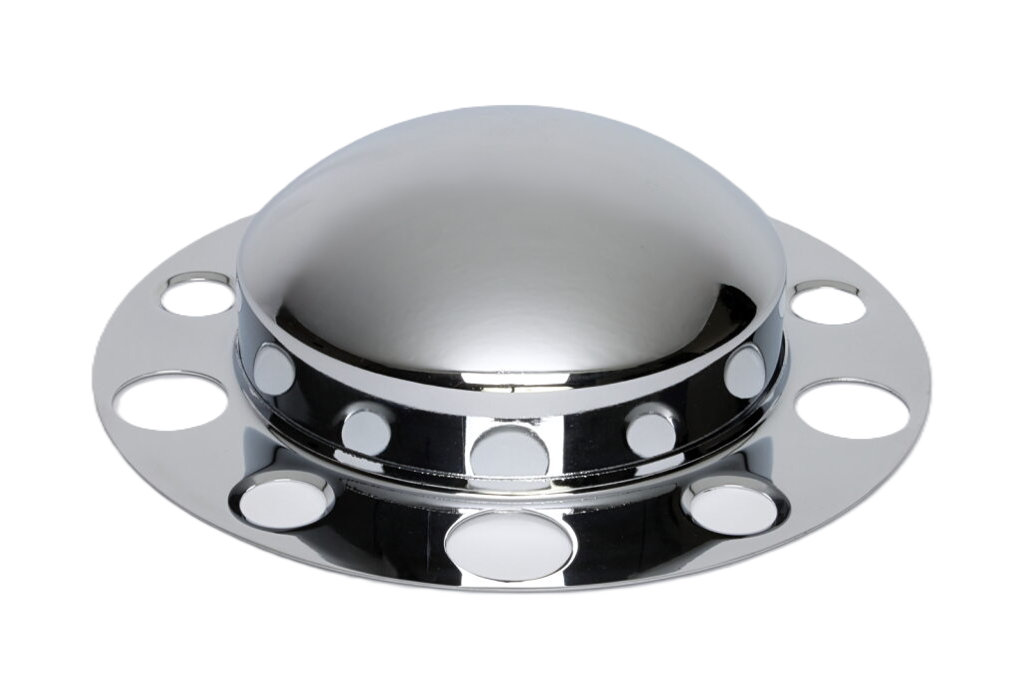 Front Axle Cover Kit with Non-Removable Baby Moon Cap, 3.5'' Height, (5) 1.25”, (5) 1.75” Lug, Stud-Piloted, Chrome