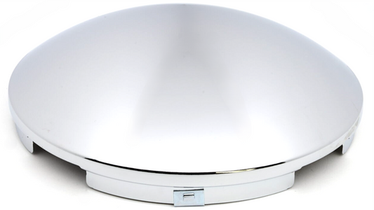 Front Axle Hub Cap 4-Notch, 8.72" OD, 2.56" Height, Chrome, Baby Moon