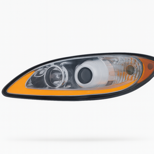 Driver Side, Halogen Projection Headlight, Chrome Housing, Amber LED Light Bar w/Turn Signal Function