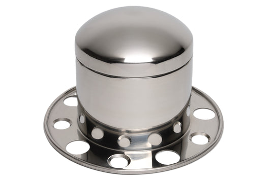 Rear Axle Cover Kit with Removable Baby Moon Cap, 9'' Height, (5) 1.25”, (5) 1.75” Lug, Stud-Piloted, Stainless