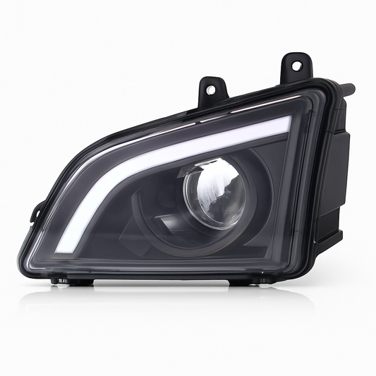 Passenger Side Fog Light, Black Housing, Projector, LED, LED DRL