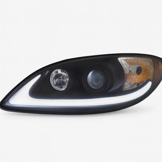 Driver Side, Halogen, Black Housing, LED Light Bar