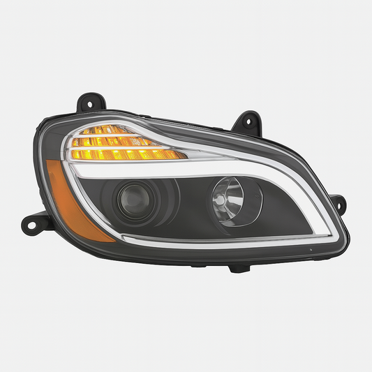 Passenger Side, Black Housing, Halogen w/Amber Refl and Light Bar