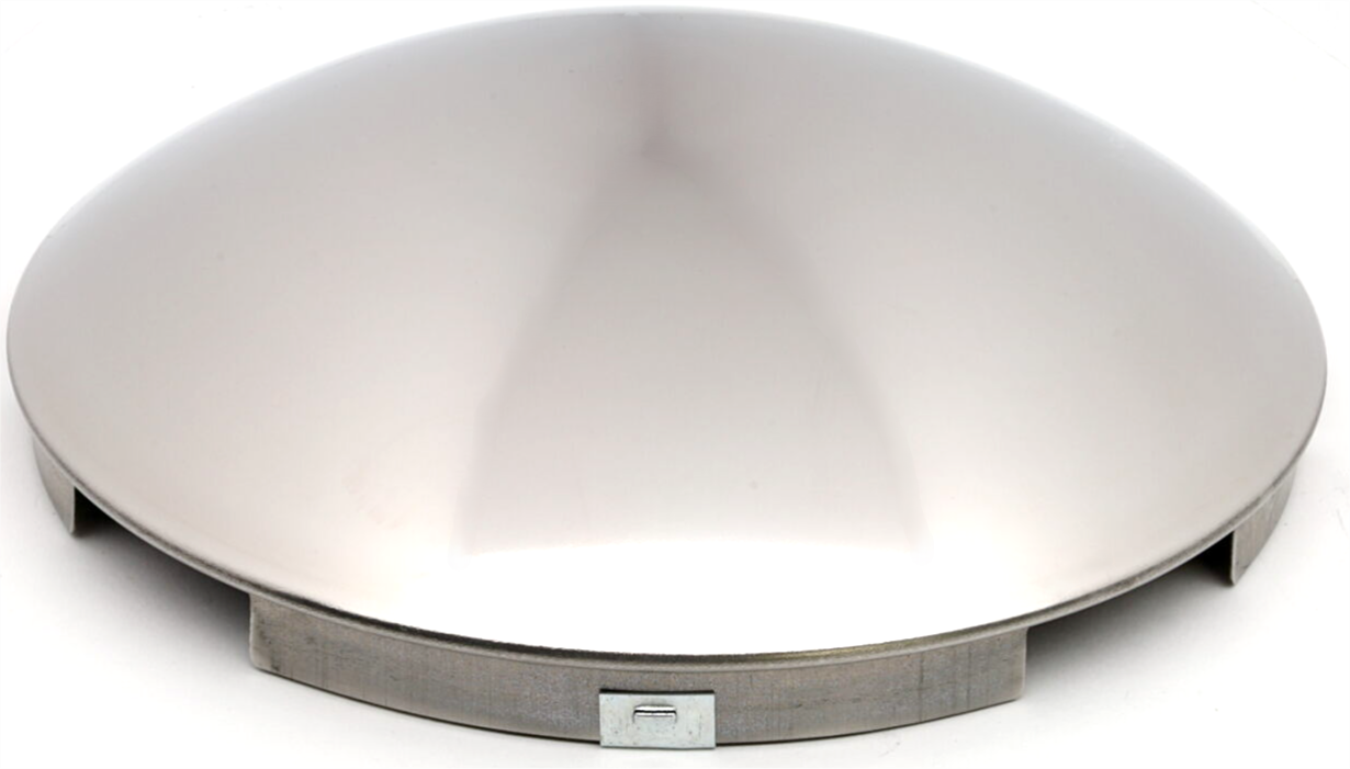 Front Hub Cap, 4-Notch Short Lip,8.72'' OD, 2.56'' Height, Stainless, Baby Moon