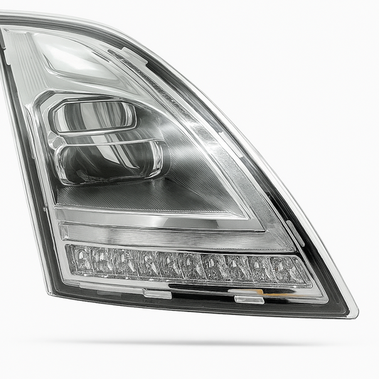 Passenger Side, Chrome Housing, Full LED with Light Bar and Amber Refl