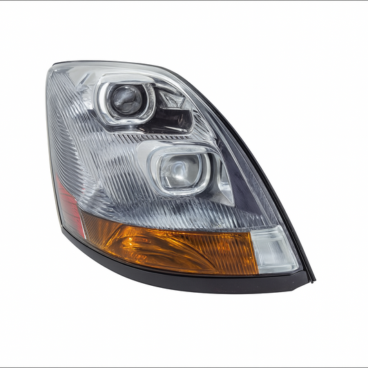 Passenger Side Projection Headlight, Black Housing, Halogen, Chrome, Halo DRL's, Amber Refl