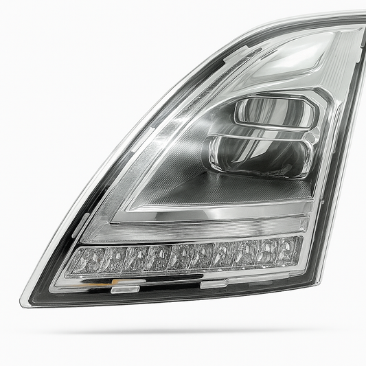 Driver Side, Chrome Housing, Full LED w/Light Bar and Amber Refl