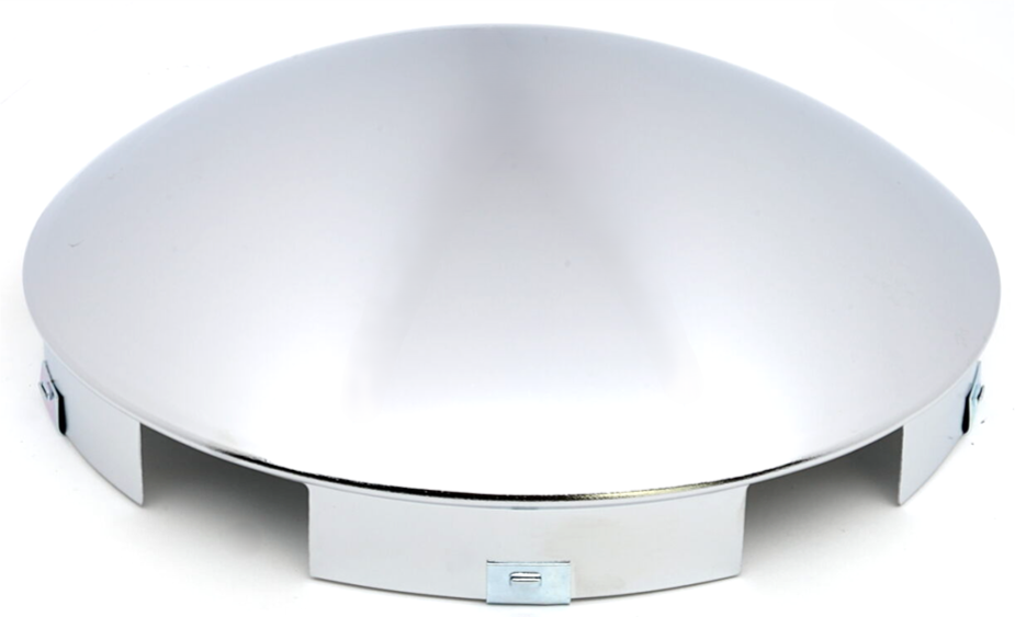 Front Hub Cap- 6Notch, 8.72" OD, 3.08" Height, Chrome, Baby Moon